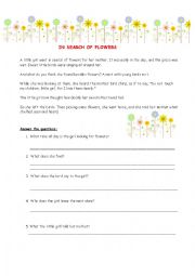 English Worksheet: SEARCHING FOR FLOWERS