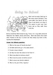 English Worksheet: Going to school
