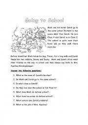 English Worksheet: Going to school