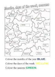 English Worksheet: MONTHS, SEASONS and DAYS OF THE WEEK