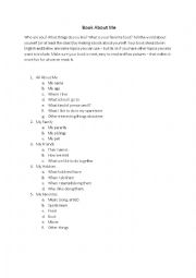 English Worksheet: Book About Me
