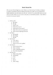 English Worksheet: Book About Me
