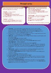 English Worksheet: phrasal verbs