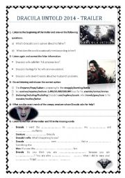 English Worksheet: Dracula Untold 2014 trailer