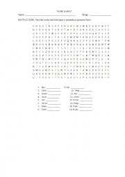 English Worksheet: wordsearch present pprogressive