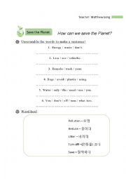 English Worksheet: Environment - Save the planet