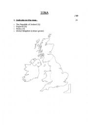 English Worksheet: Test British isles