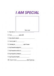 English Worksheet: I am Special