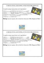 English Worksheet: Comparative and Superlatives with The Simpsons