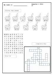 English Worksheet: Colours puzzles