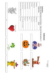 English Worksheet: Celebrations