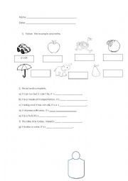 English Worksheet:  a or an
