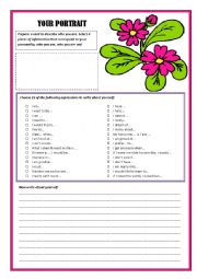 English Worksheet: Back to school activity : Your Portrait