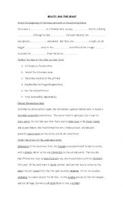 English Worksheet: Beauty and The Beast Prologue
