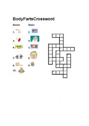 English Worksheet: Body Parts Crossword