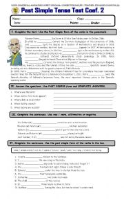 English Worksheet: Past Simple - Nicanor Parra