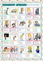 English Worksheet: Classroom Language Multiple Choice