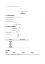 English Worksheet: back to school