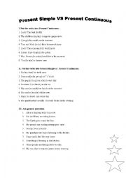 English Worksheet: Pr Simple VS Pr Continuous