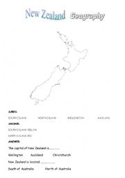 English Worksheet: New Zealand Geography