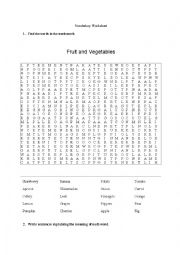 English Worksheet: Fruit and Vegetables