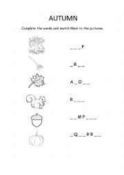 English Worksheet: Autumn: complete and match