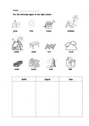 English Worksheet: Matter of State