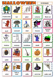 English Worksheet: Halloween Pictionary