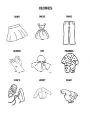 English Worksheet: colour the clothes