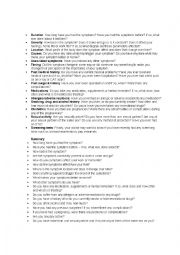 English Worksheet: Basic Questions Asked By Doctors