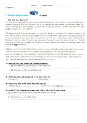English Worksheet: test for 1st year bac
