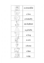 English Worksheet: Animals domino