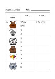 English Worksheet: Describing animals