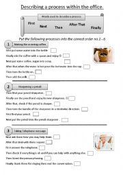 English Worksheet: Describing a process in an office