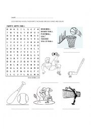English Worksheet: games with balls