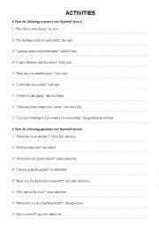 English Worksheet: Reported Speech Activity