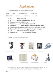 English Worksheet: Appliances