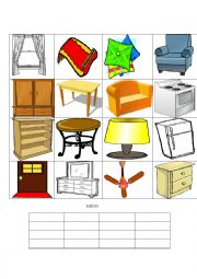English Worksheet: Furniture bingo