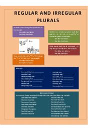 English Worksheet: REGULAR AND IRREGULAR PLURALS