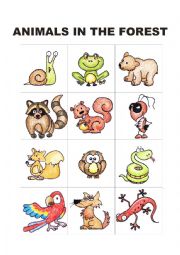 English Worksheet: Animals in the forest