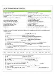 English Worksheet: Simple present vs Present Continuous 