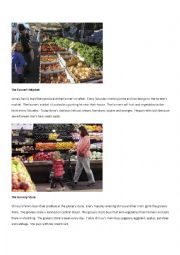 English Worksheet: Shopping for Produce Reading Compare and Contrast