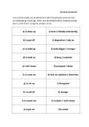 English Worksheet: Business phrasal verbs - matching cards