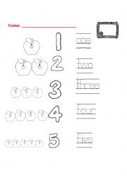 English Worksheet: Tracing numbers