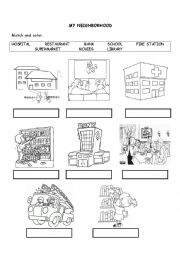 English Worksheet: MY NEIGHBORHOOD