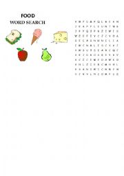 English Worksheet: Food Word search