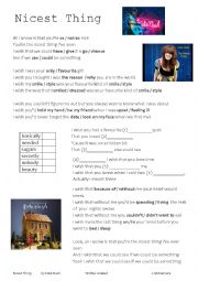 English Worksheet: Nicest Thing by Kate Nash