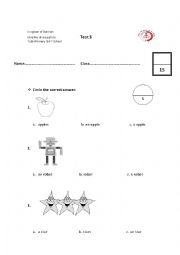 English Worksheet: test for 3rd grade