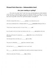 English Worksheet: Are you coming or going?