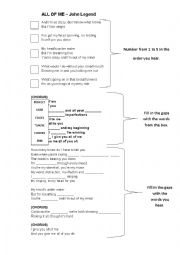 English Worksheet: All of me - John Legend